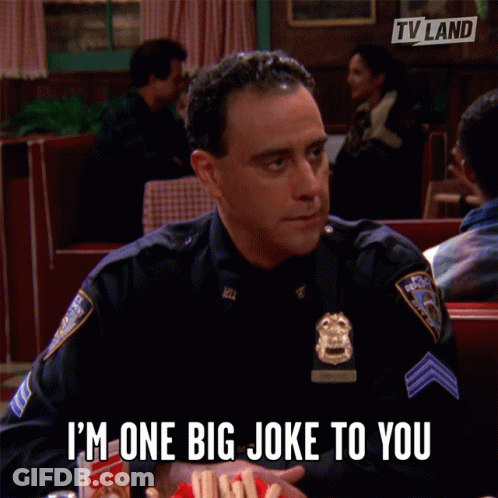Police Officer Says I'm One Big Joke To You In Diner GIF