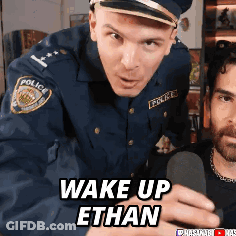 Police Officer Says Wake Up Ethan At Microphone GIF