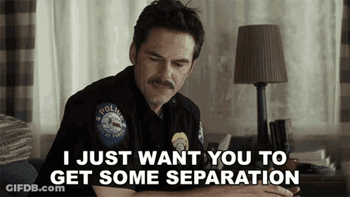 Police Officer Sitting On Couch Says I Just Want You To Get Some Separation GIF