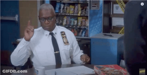 Police Officer Sitting With Box Of Chex Mix GIF