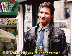 Police Officer Smiling Says That's It You're Under Arrest GIF