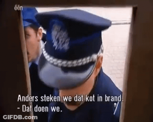 Police Officer Talking To Man In Doorway GIF