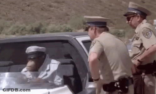 Police Officer Talking To Monkey In Car GIF