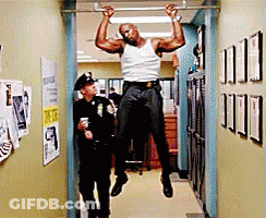 Police Officer Watching Man Do Pull Up GIF