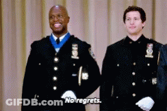 Police Officer With Medal Saying No Regrets GIF