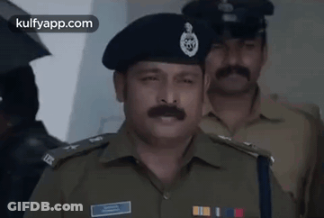 Police Officer With Mustache And Beret In Line GIF