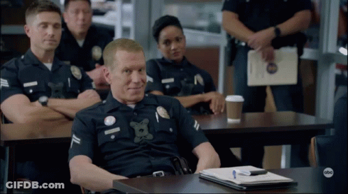 Police Officers Sitting In Classroom With ABC Logo GIF