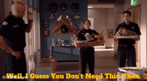 Police Woman Holding Food Box GIF
