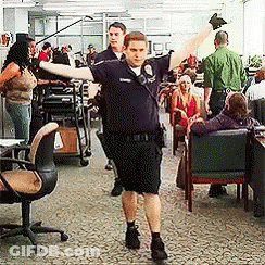 Policeman Dancing Arms Outstretched GIF