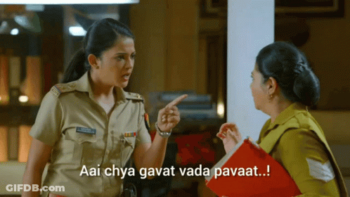 Policewoman Pointing Saying Aai Chya Gayat Vada Pavat GIF