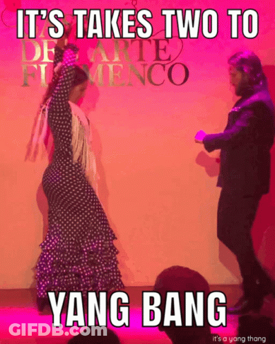 Polka Dot Woman Dancing With Man In Suit It Takes Two To Yang Bang GIF