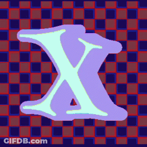 Polychromatic Checkered Letter X Artwork GIF
