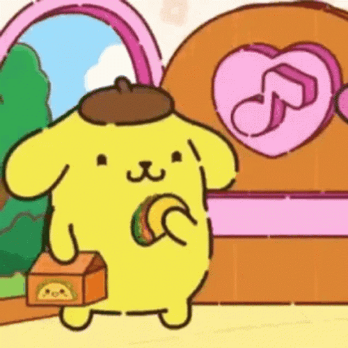 Pompompurin Cute Eating Tacos GIF
