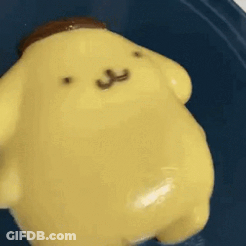 Pompompurin Figurine Close Up Blue Plate GIF