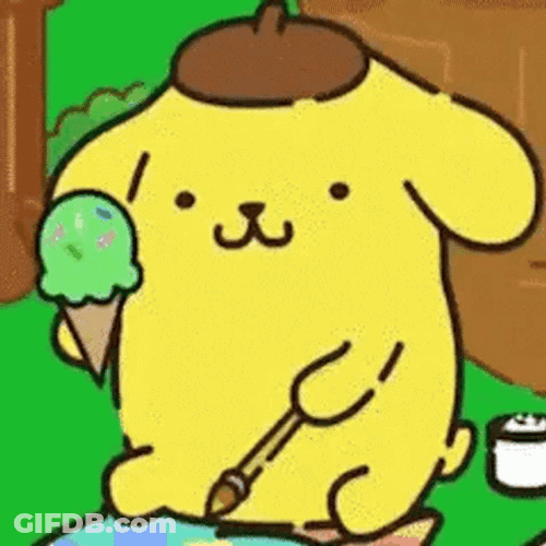 Pompompurin Licking Ice Cream GIF
