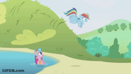 Pony Flying Over Lake GIF