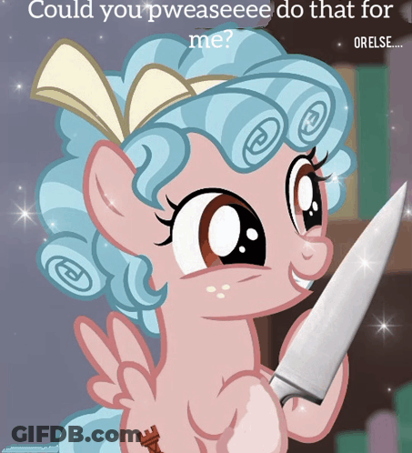 Pony Holding Knife Could You Pweaseeee Do That For Me GIF