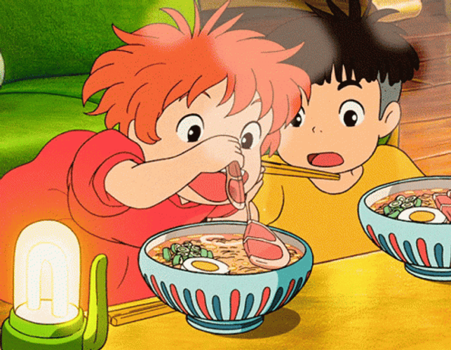 Ponyo And Sosuke Eating GIF