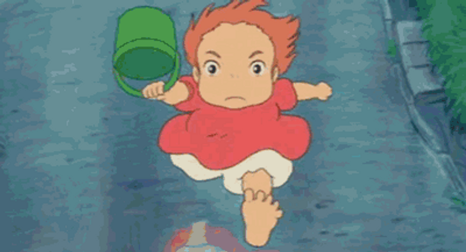 Ponyo Running With Bucket GIF