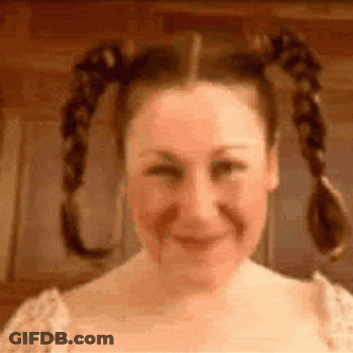 Ponytail Girl Bipolar Scary Face GIF
