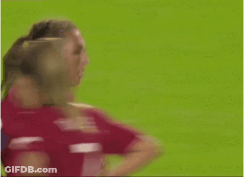 Ponytail Woman Head In Hands Soccer Field GIF