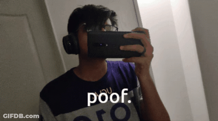 Poof Selfie Peace Sign GIF