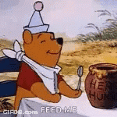 Pooh In Bib Feed Me GIF