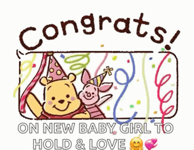 Pooh Piglet New Baby Girl Congratulations GIF