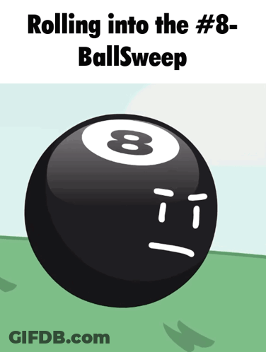 Pool Ball Face Rolling Into 8 Ball GIF