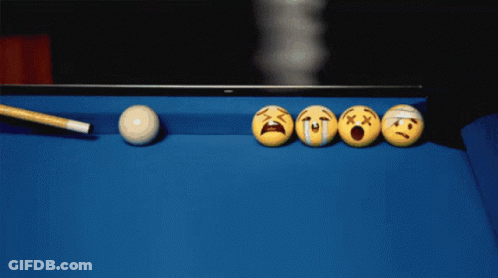 Pool Balls With Smiley Faces On Them Are Lined Up On A Table GIF