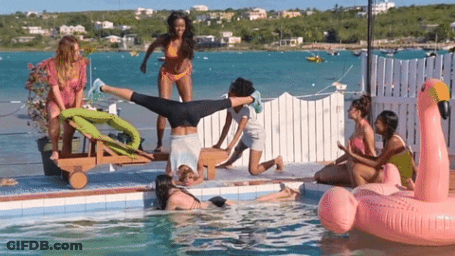 Pool Party Trick Jump GIF