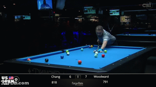 Pool Table With Blue Cloth And Diamond GIF