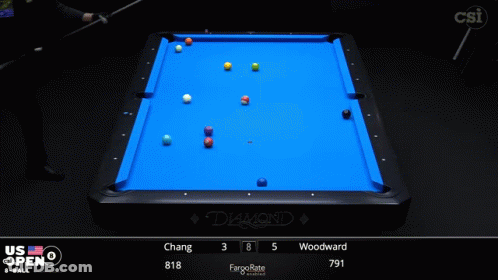 Pool Table With Blue Cloth And Diamond GIF