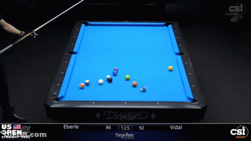 Pool Table With Blue Cloth And Diamond GIF