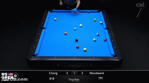 Pool Table With Blue Cloth And Number 3 GIF
