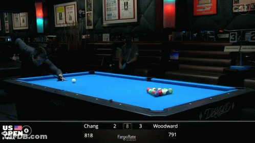 Pool Table With Blue Cloth Saying Diamond GIF