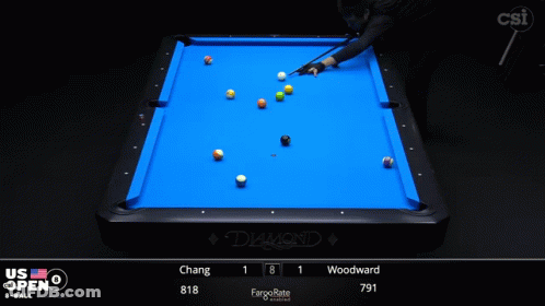 Pool Table With Blue Cloth Saying Diamond GIF