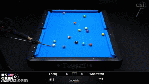 Pool Table With Blue Cloth Saying Diamond GIF