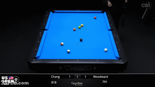 Pool Table With Blue Cloth Saying Diamond GIF