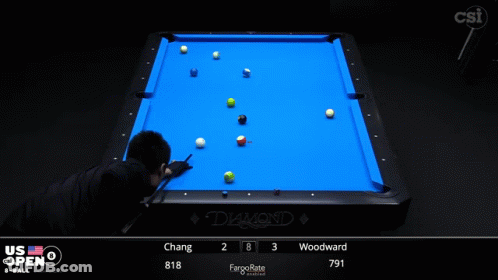 Pool Table With Blue Cloth Saying Diamond GIF
