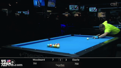 Pool Table With Blue Cloth Saying Diamond GIF
