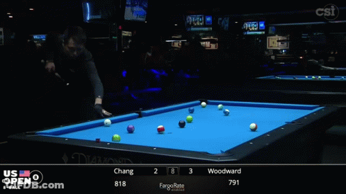 Pool Table With Blue Cloth Saying Diamond GIF