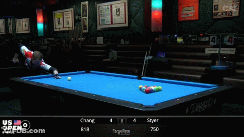 Pool Table With Number 750 On Bottom Right GIF