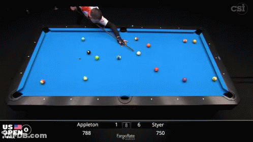 Pool Table With US Open Scoreboard GIF
