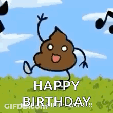 Poop Dancing In Field Saying Happy Birthday GIF