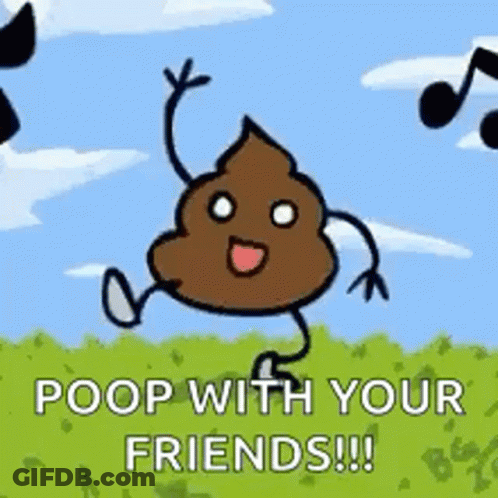 Poop Dancing In Field With Music Notes GIF