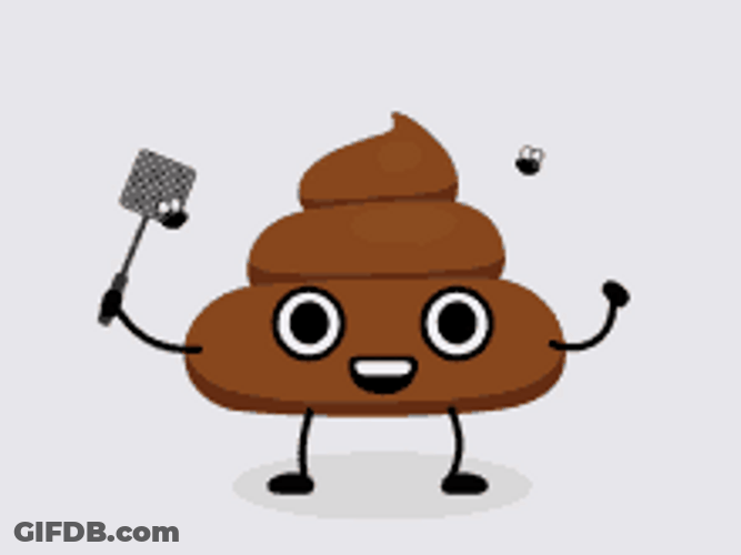 Poop Emoji Holding Fly Swatter GIF