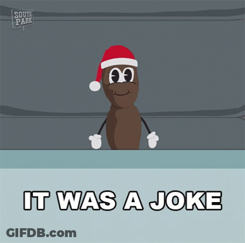 Poop Santa Hat Saying It Was A Joke GIF