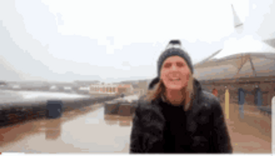 Poor News Anchor Blown By The Storm GIF