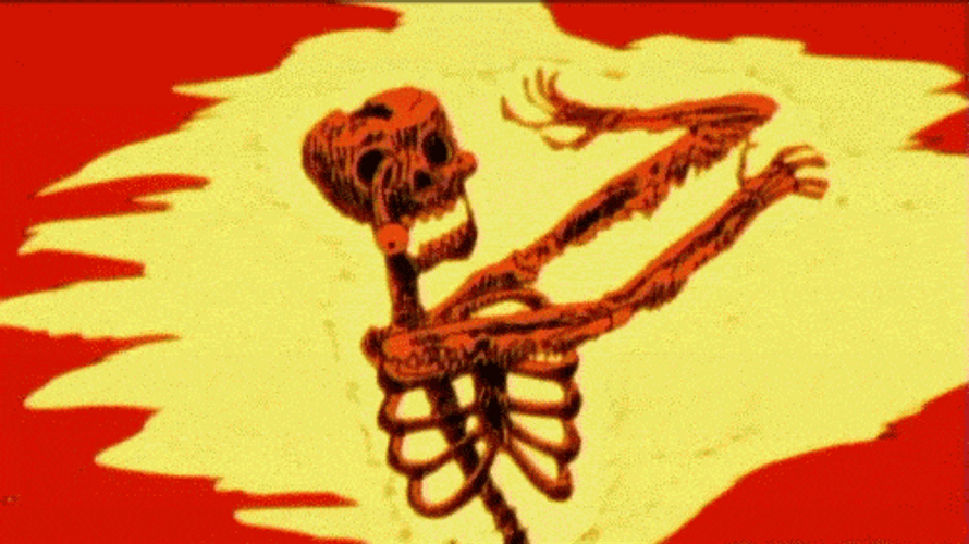 Poor Skeleton Caught On Fire GIF